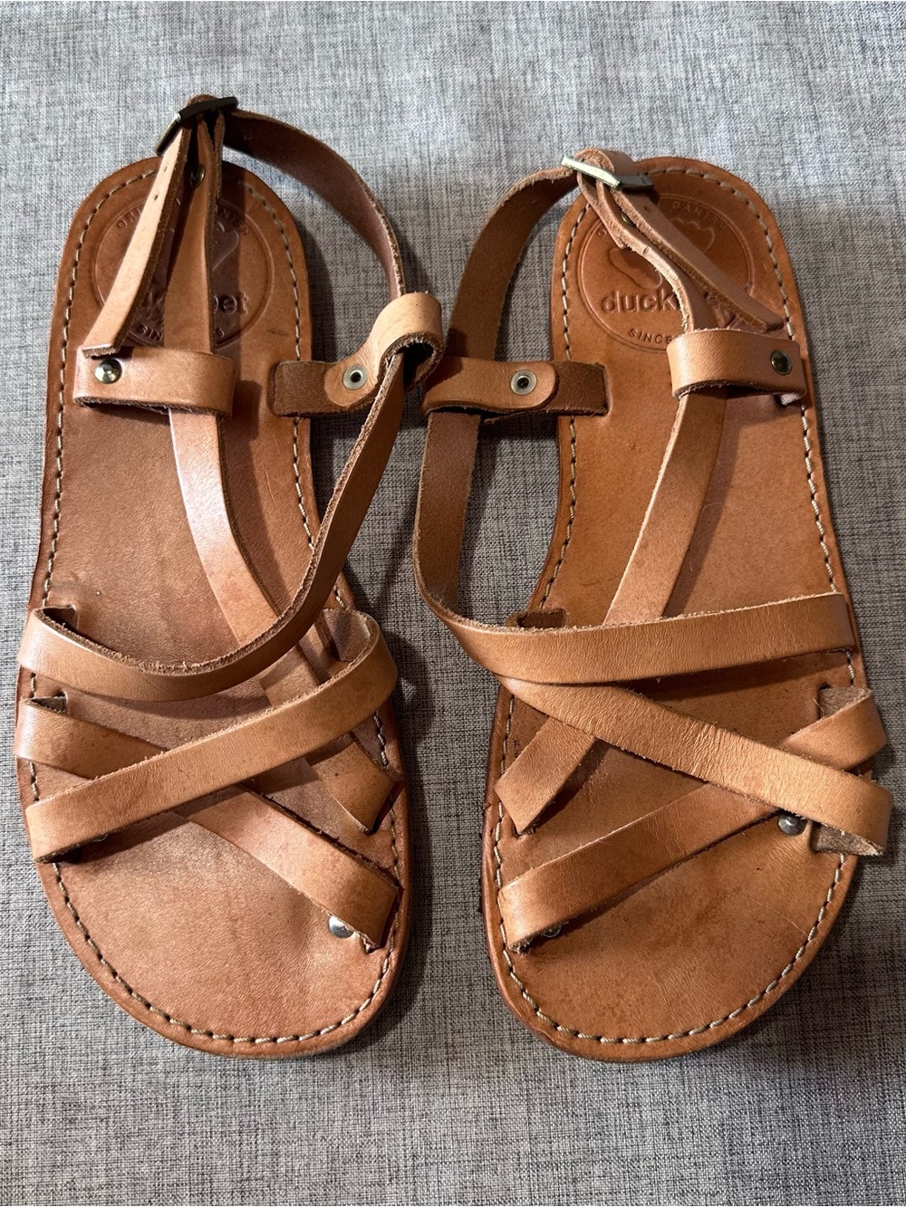Duckett Genuine Leather Tan Strappy Women's Sandals
